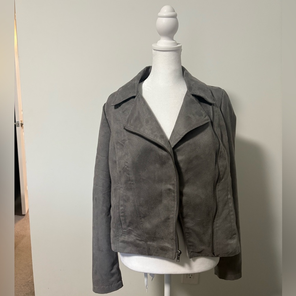 Jack by BB Dakota Charcoal Gray Suede-like Moto Jacket
